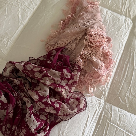 Ralph Lauren Other - Ralph Lauren Pink Lace and Burgundy Floral Scarves